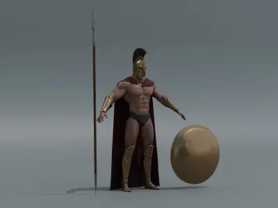 Spartan warrior Low-poly 3D model