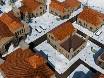 Snowy Village Layout 3D model purchase