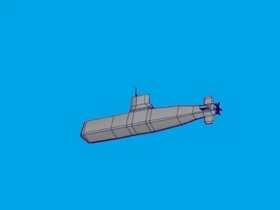 Diesel Attack Submarine Low Polygon Low-poly 3D model