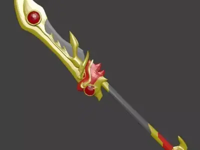 Red Dragon Lance - Unison League Weapon Low-poly 3D model