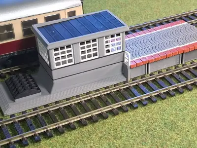 Double Edge Platform Underpass4 1-87 FDM color 3D print model