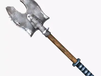 Battle Stylized axe weapon Low Poly 3d model ARVR Low-poly 3D model