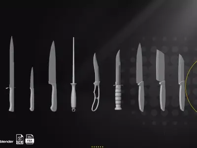 35 Knife Pack Low-poly 3D model