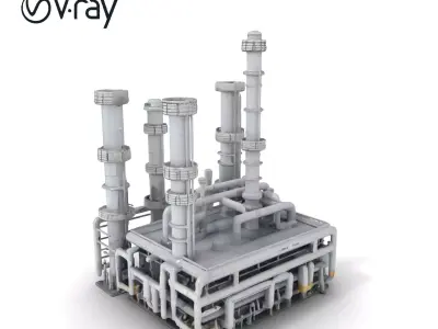 Industrial Refinery Facility Model Pack Low-poly 3D model