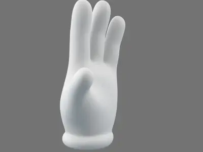 Cartoon Glove Hands Low Poly 4 fingers 3D model