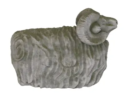 Garden ram stone statues Low-poly 3D model