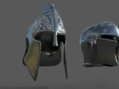 Helmet Low-poly 3D model metal Low-poly 3D model