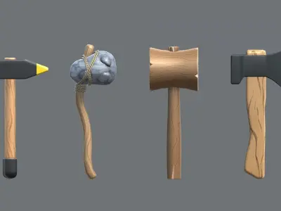 Low Poly Hammer Pack - 16 Pieces Low-poly 3D model