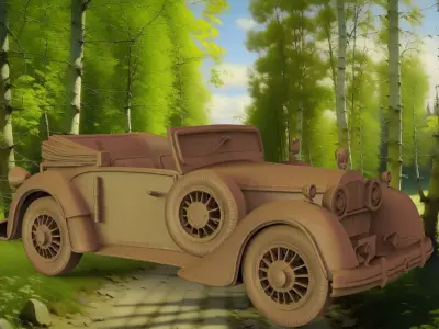 Vintage Classic Convertible Car Oldtimer 3D print model