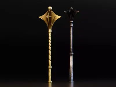 Fantasy Medieval Mace Weapon Set Low-poly 3D model