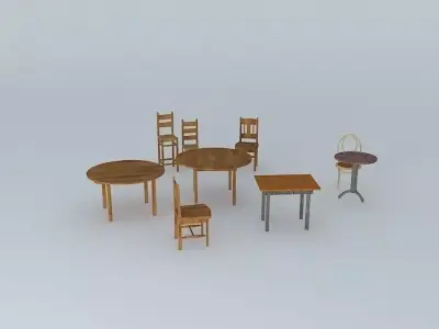 cafe chairs and tables Free 3D model