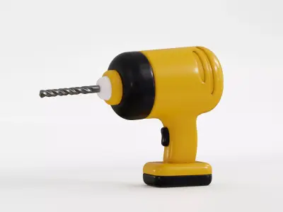 Cordless Power Drill Machine Low-poly 3D model