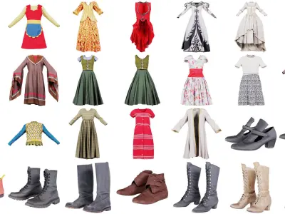 280 Cosplay Fantasy Military Historic Clothing Superbundle 3D Model Collection
