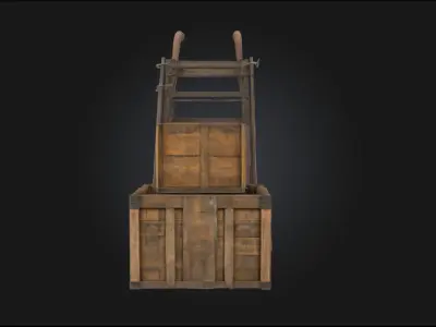 Handcart with Crates  Classic Load-Bearing Utility for Markets  3D model