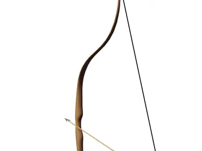 LOW POLY Recurve Bow and Arrow - Game Ready Low-poly 3D model