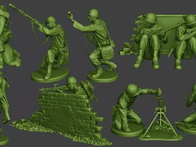 American soldiers ww2 Pack A10 3D print model