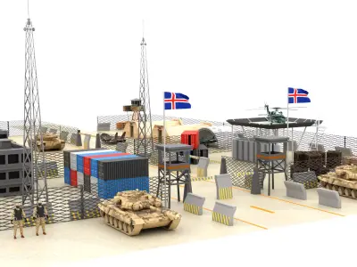 Iceland Military Base Low-poly 3D model