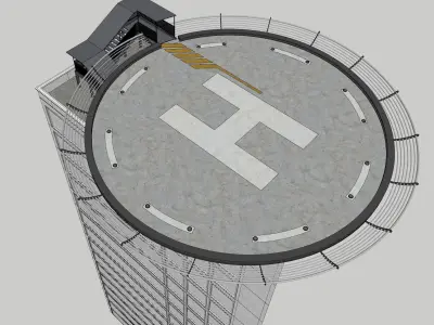 Helipad 3D model helicopter 3D model