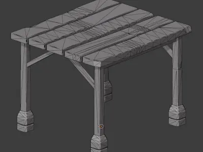 Table wooden Low-poly 3D model
