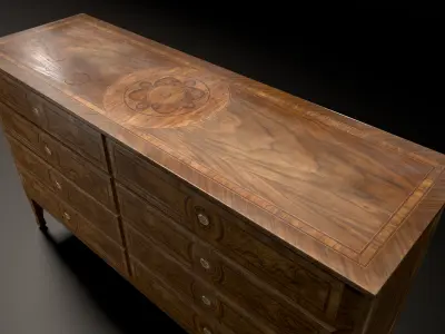 Antique Burl Wood Dresser - High-Quality PBR Low-poly 3D model
