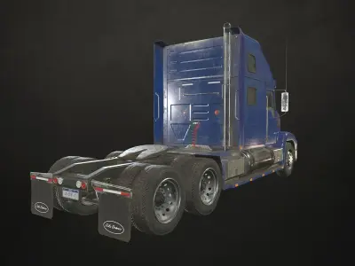 Semi Truck Tractor - Blue Low-poly 3D model