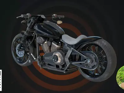 Classic Custom Bobber Cruiser Motorcycle 3D model