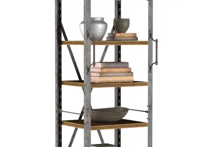 Narrow Bookcase French Library 3D model