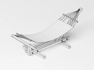 Wooden Rocking Hammock 3D Model Low-poly 3D model