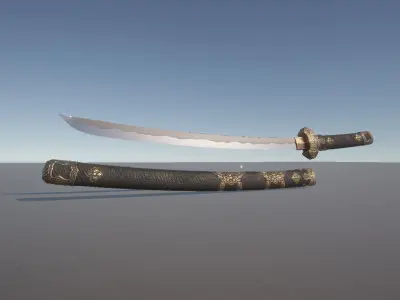 sword samurai Low-poly 3D model get