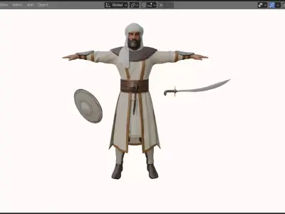 Realistic Arabian Desert Warrior 3D Model  Rigged  Game Ready Low-poly 3D model purchase