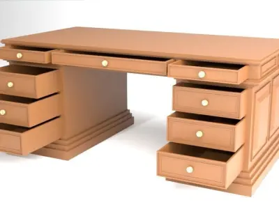 antique desk 3D model 3D model