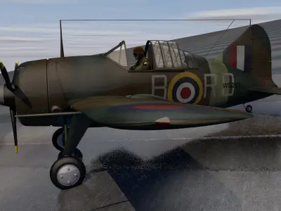 Brewster B339 Buffalo Mk-1  - RAF 3D model