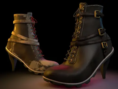 High Heeled Urban Boots 3D model