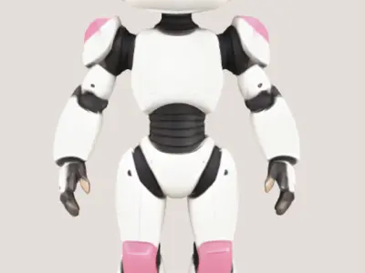 Cartoon Female Robot Character - Stylized 3D Model in T-Pose Low-poly 3D model