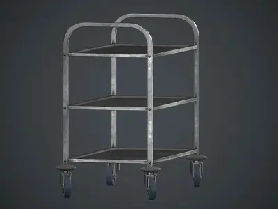 Industrial Tray Trolley 1 PBR Game Ready Low-poly 3D model