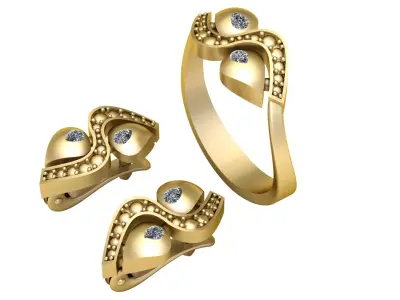 Diamond Accented Ring and Clip 3D print model