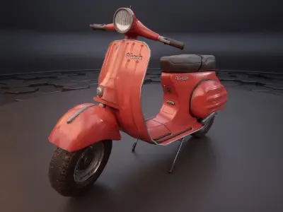 Vespa scooter motorcycle Low-poly 3D model