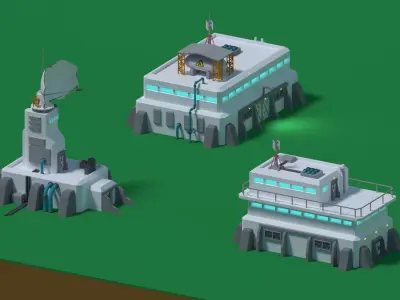 Sci-Fi buildings Low-Poly Free low-poly 3D model