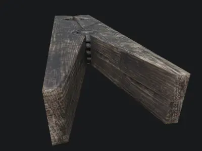 Clothespin wooden Low-poly 3D model