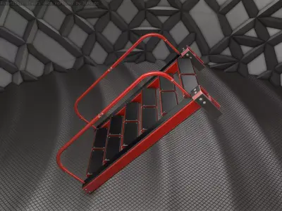 Sci-Fi Stairs - 18 - Red Version Low-poly 3D model