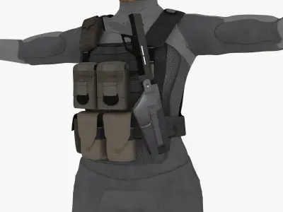 futuristic female soldier 3D model