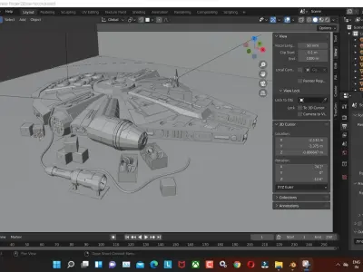 falcon aircraft low poly model render in blender Low-poly 3D model