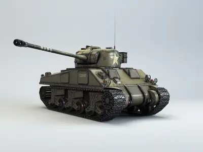 Low Poly M4A4 Sherman Firefly medium tank Low-poly 3D model