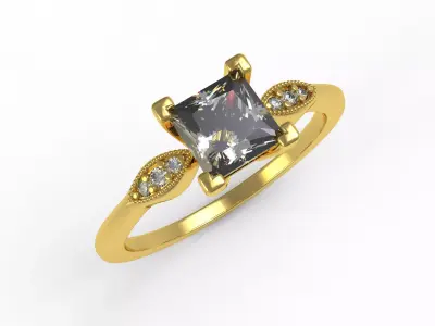 Antique Princess Diamond Marquise Shape Women Engagement Ring 3D print model