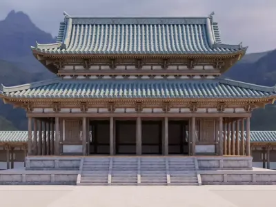 Japanese Modular Temple 2 Low-poly 3D model