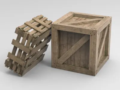 Wooden Box Crate Low-poly 3D model Low-poly 3D model purchase