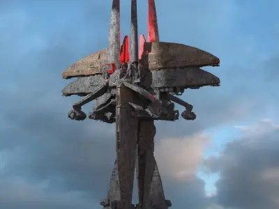 Dark Terra Former Tower Ship  3D model