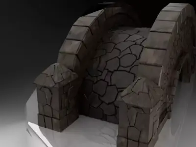 Detailed Stone Arch Bridge 3D model