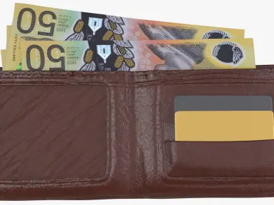 Australia 50 Dollar Wallet Money Purse 3D model