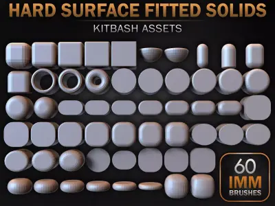 60 Hard Surface IMM Fitted Solids Low-poly 3D model
